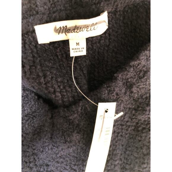 Madewell Boucle Sweater Vest Wool Blend Sleeveless V-Neck Navy Blue NWT Medium - Picture 5 of 7